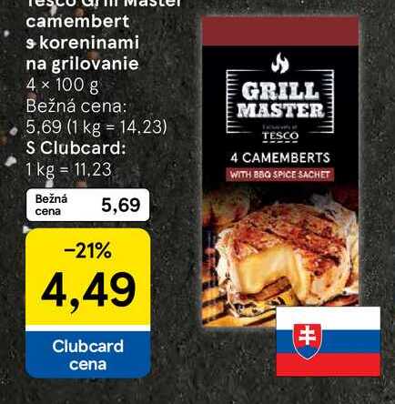 Tesco Grill Master camembert s koreninami na grilovanie 4 x 100 g 