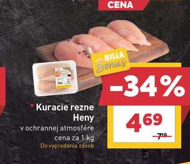 Kuracie rezne Heny v ochrannej atmosfére cena za 1 kg 