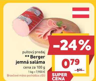 Berger jemná saláma cena za 100 g 