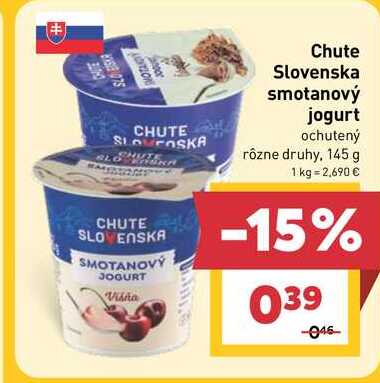 Chute Slovenska smotanový jogurt ochutený rôzne druhy, 145 g