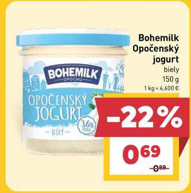 Bohemilk Opočenský jogurt biely 150 g  v akcii
