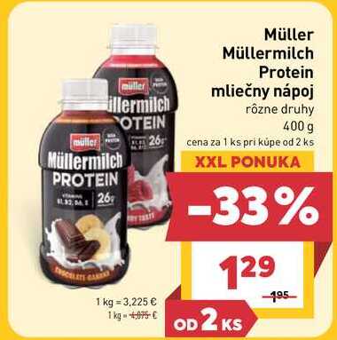 Müller Müllermilch Protein mliečny nápoj rôzne druhy 400 g 