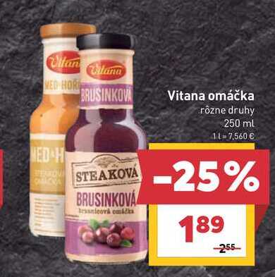 Vitana omáčka rôzne druhy 250 ml