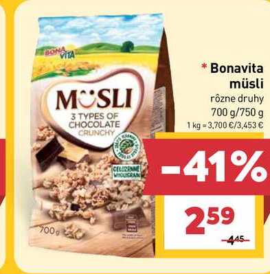 Bonavita müsli rôzne druhy 700 g/750 g 