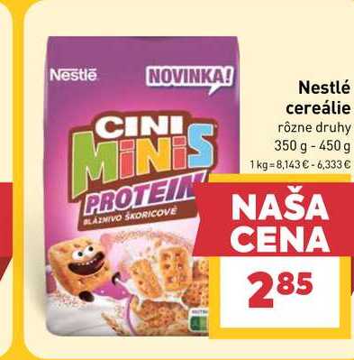 Nestlé cereálie rôzne druhy 350 g - 450 g