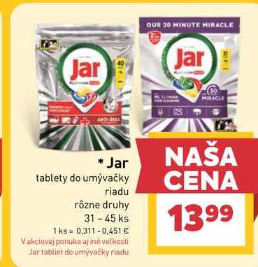 Jar tablety do umývačky riadu rôzne druhy 31-45 ks