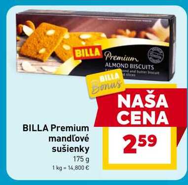 BILLA Premium mandľové sušienky 175 g