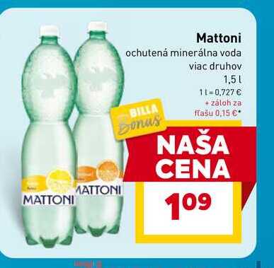 Mattoni ochutená minerálna voda viac druhov 1,5 l