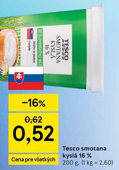 Tesco smotana kyslá 16 % 200 g