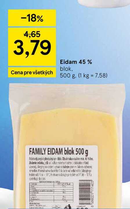 Eidam 45 % blok, 500 g
