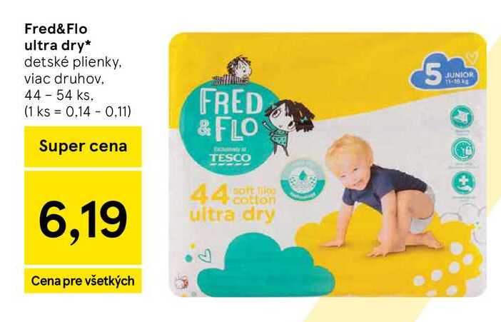 Fred&Flo ultra dry detské plienky, viac druhov 44 - 54 ks