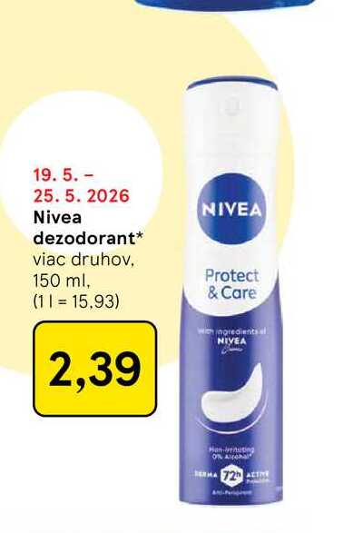 Nivea dezodorant viac druhov, 150 ml