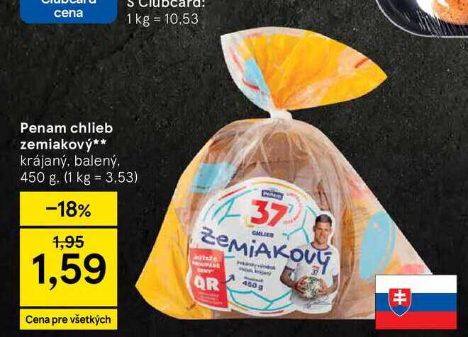 Penam chlieb zemiakový krájaný, balený, 450 g