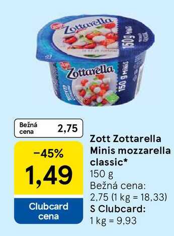 Zott Zottarella Minis mozzarella classic 150g