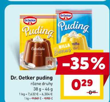 Dr. Oetker puding rôzne druhy 38 g-46 g