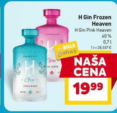 H Gin Frozen Heaven, H Gin Pink Heaven 40% 0,7l v akcii