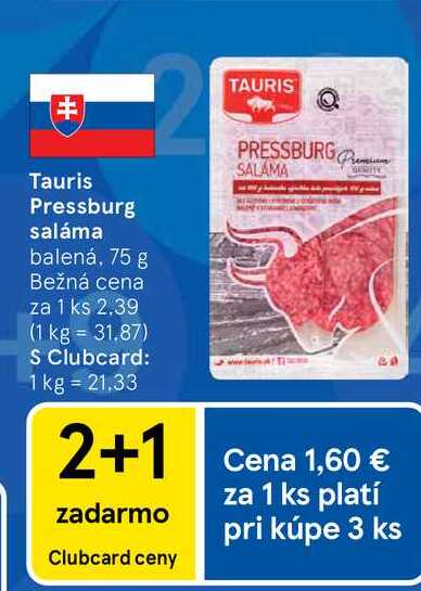 Tauris Pressburg saláma balená, 75 g