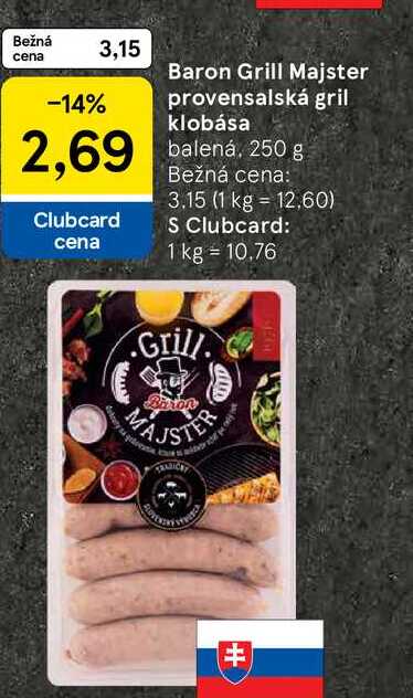 Baron Grill Majster provensalská gril klobása balená, 250 g