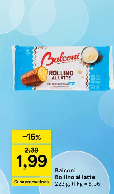Balconi Rollino al latte Cena pre všetkých 222 g