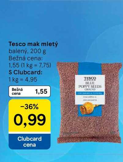 Tesco mak mletý balený, 200 g 