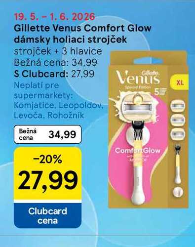 Gillette Venus Comfort Glow dámsky holiaci strojček strojček + 3 hlavice