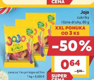 Jojo cukríky rôzne druhy, 80 g 