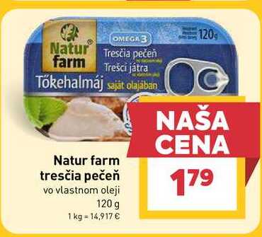Natur farm tresčia pečeň vo vlastnom oleji 120 g 