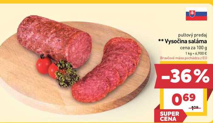 Vysočina saláma cena za 100 g