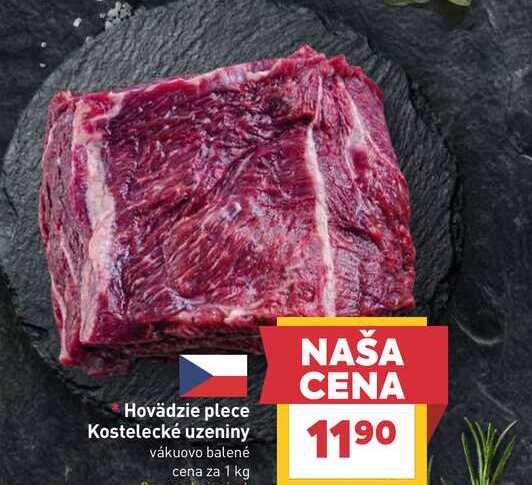 Hovädzie plece Kostelecké uzeniny vákuovo balené cena za 1 kg