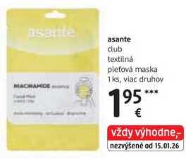 asante club textilná pleťová maska, 1 ks