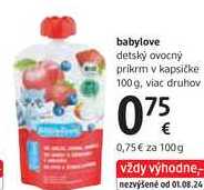 babylove detský ovocný prikrm v kapsičke, 100 g
