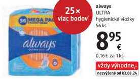 always ULTRA hygienické vložky, 56 ks