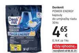 Denkmit POWER ENERGY kapsuly do umývačky riadu, 30 ks