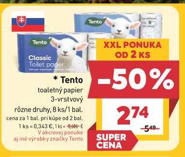 Tento toaletný papier 3-vrstvový rôzne druhy, 8 ks