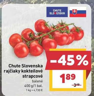 Chute Slovenska rajčiaky kokteilové strapcové balené 400 g/1 bal. 
