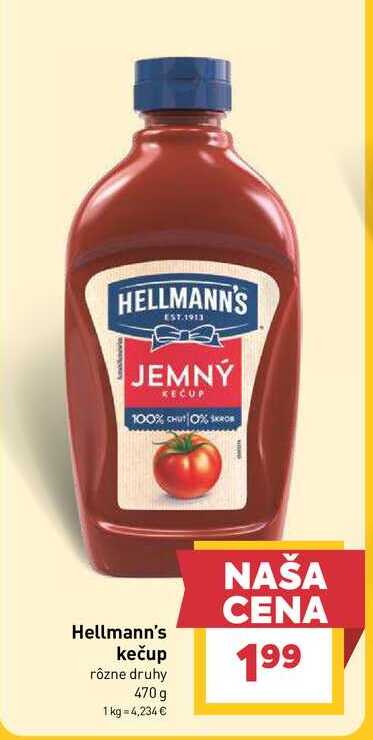 Hellmann's kečup rôzne druhy 470 g