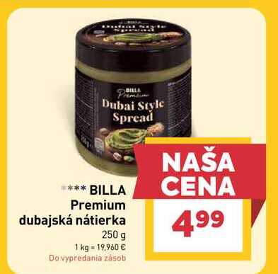 BILLA Premium dubajská nátierka 250 g 