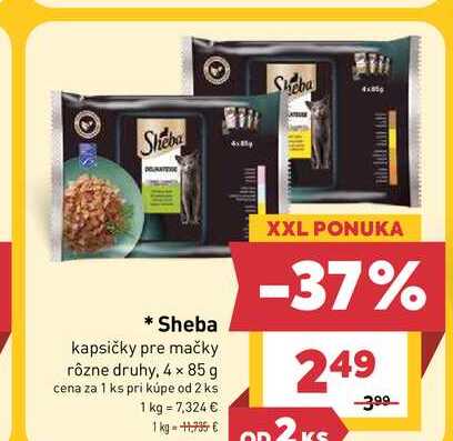 Sheba kapsičky pre mačky rôzne druhy, 4 x 85 g 