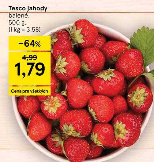 Tesco jahody balené, 500 g