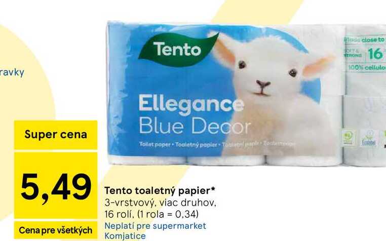 Tento toaletný papier 3-vrstvový, viac druhov, 16 rolí