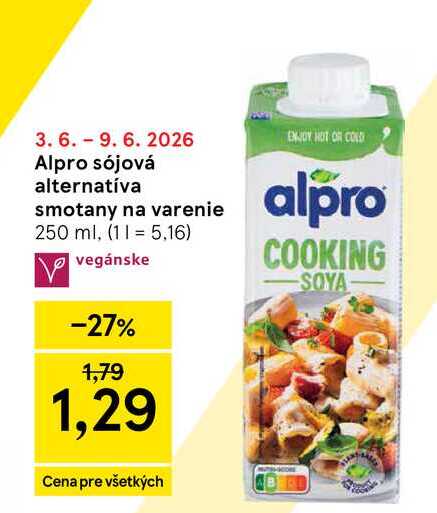 Alpro sójová alternatíva smotany na varenie 250 ml