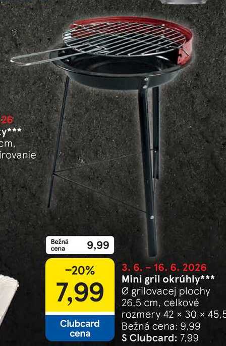 Mini gril okrúhly Ø grilovacej plochy 26.5 cm