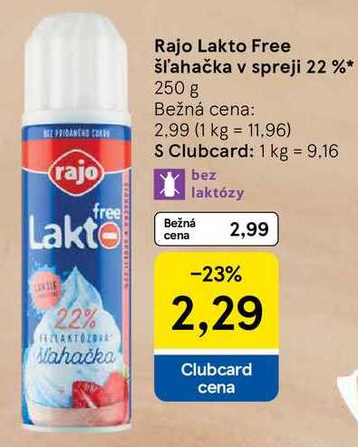 Rajo Lakto Free šľahačka v spreji 22 % 250 g