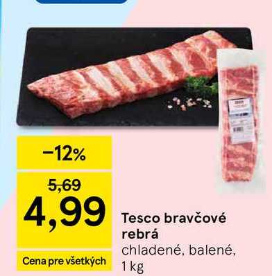 Tesco bravčové rebrá chladené, balené, 1kg 