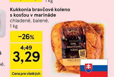 Kukkonia bravčové koleno s kosťou v marináde chladené, balené, 1 kg 