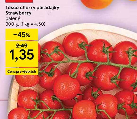 Tesco cherry paradajky Strawberry balené 300 g
