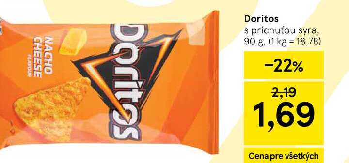 Doritos s príchuťou syra, 90 g
