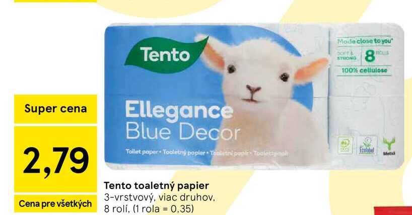 Tento toaletný papier 3-vrstvový, viac druhov 8 rolí