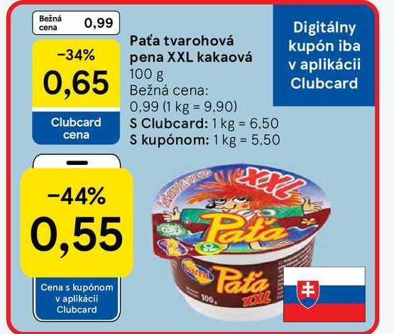 Paťa tvarohová pena XXL kakaová 100 g