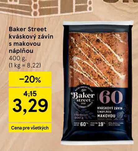 Baker Street kváskový závin s makovou náplňou 400 g